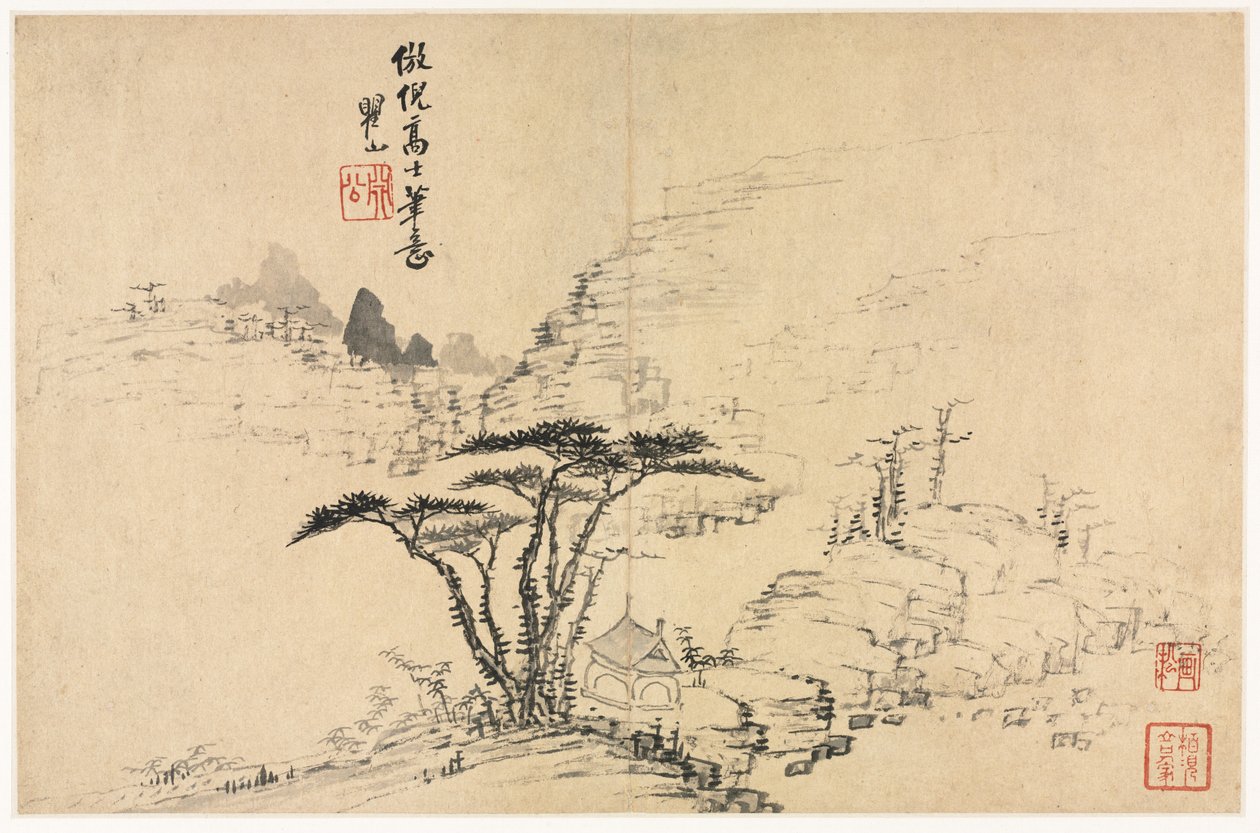 Paisagens em vários estilos após os velhos mestres de Mei Qing