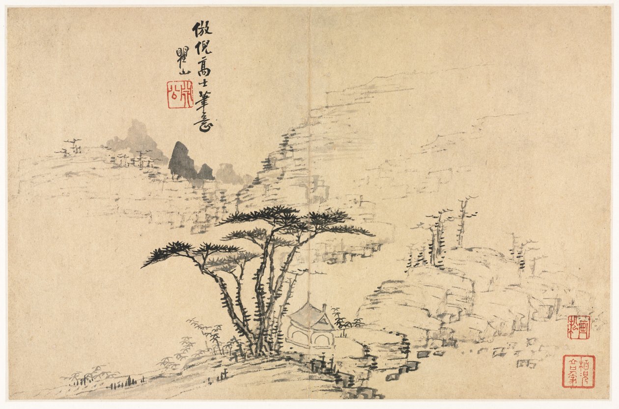 Paisagens em vários estilos depois dos velhos mestres, 1690. de Mei Qing