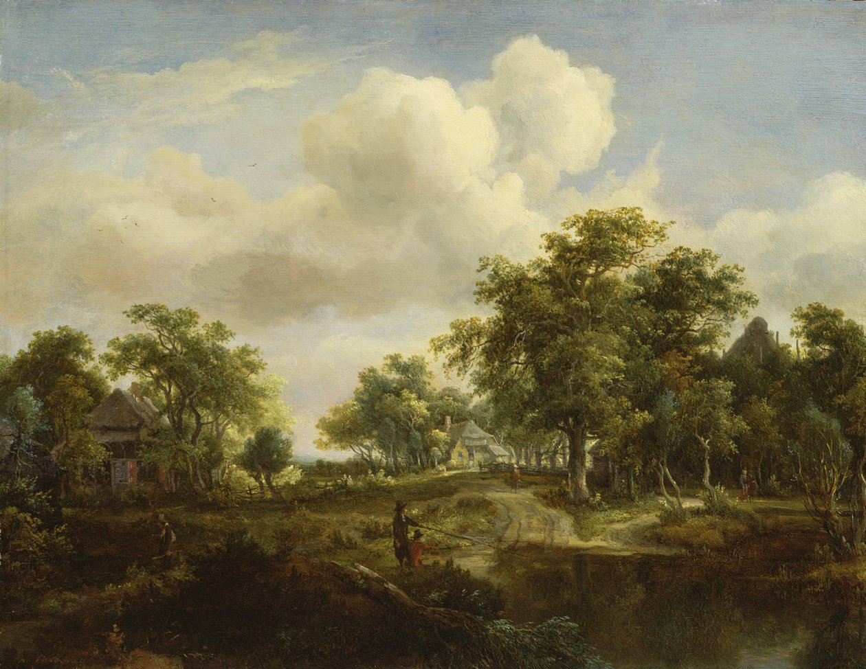 Uma clareira da floresta (painel) de Meindert Hobbema