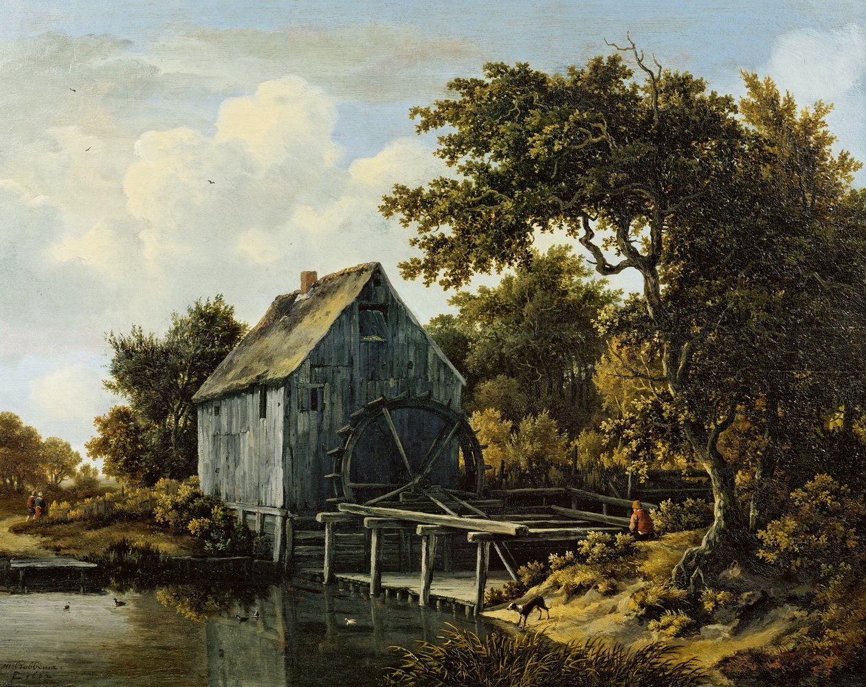 Dinamarquês: Vandmøllen The Watermill de Meindert Hobbema