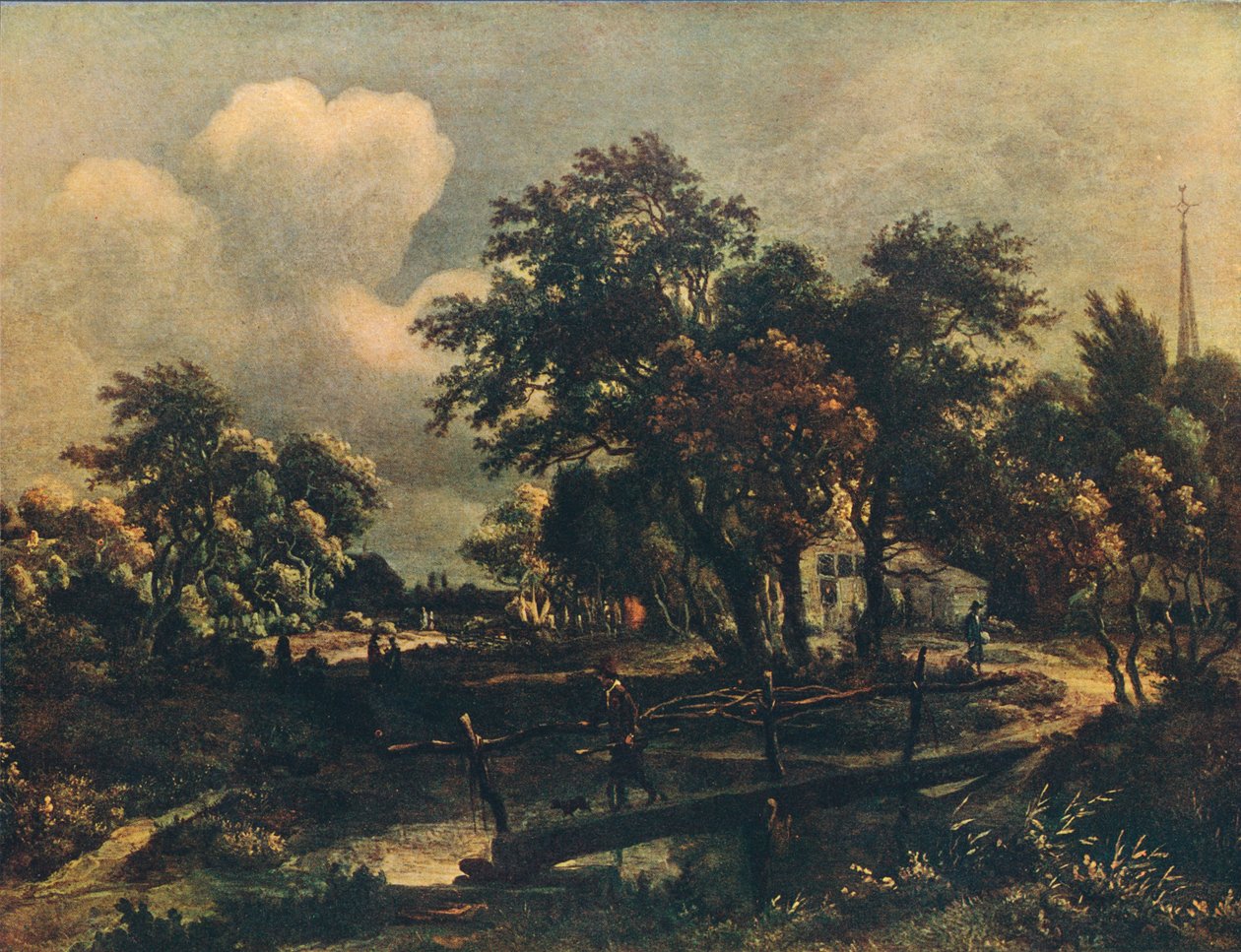 A ponte rústica, século XVII, 1909 de Meindert Hobbema