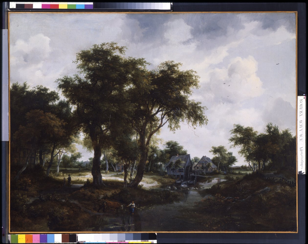 O Moinho de Água (A Paisagem de Trevor) (óleo sobre tela) de Meindert Hobbema
