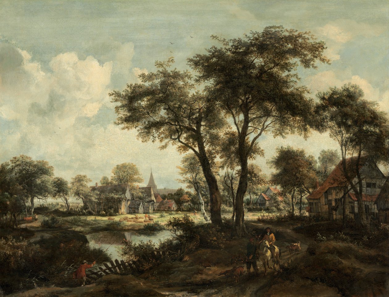 Aldeia perto de uma piscina, c. 1670. de Meindert Hobbema