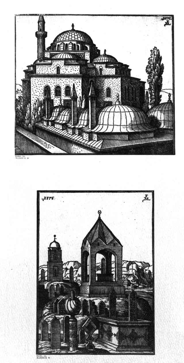 A mesquita Atik Ali Pasha e um cemitério em Constantinopla, 1576 de Melchior Lorck