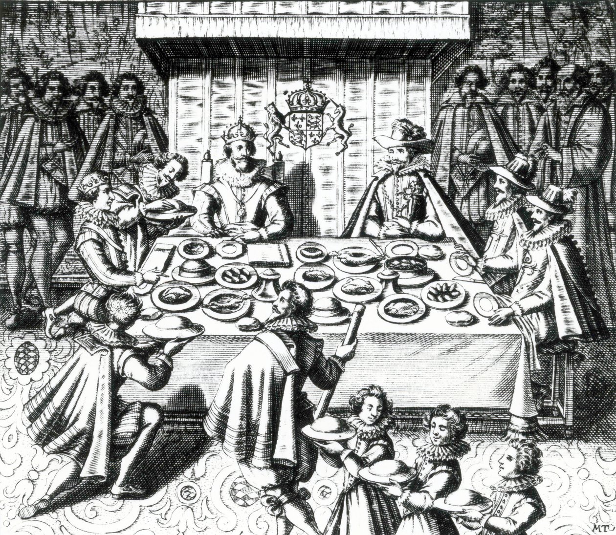 Rei James festejando com embaixadores espanhóis, 1624 de Melchior Tavernier