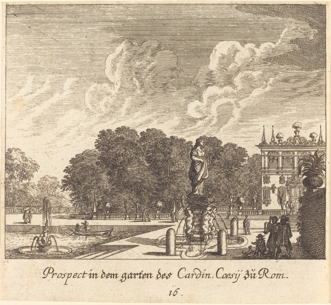 Jardins do Cardeal Coessi, Roma de Melchior Küsel after Johann Wilhelm Baur