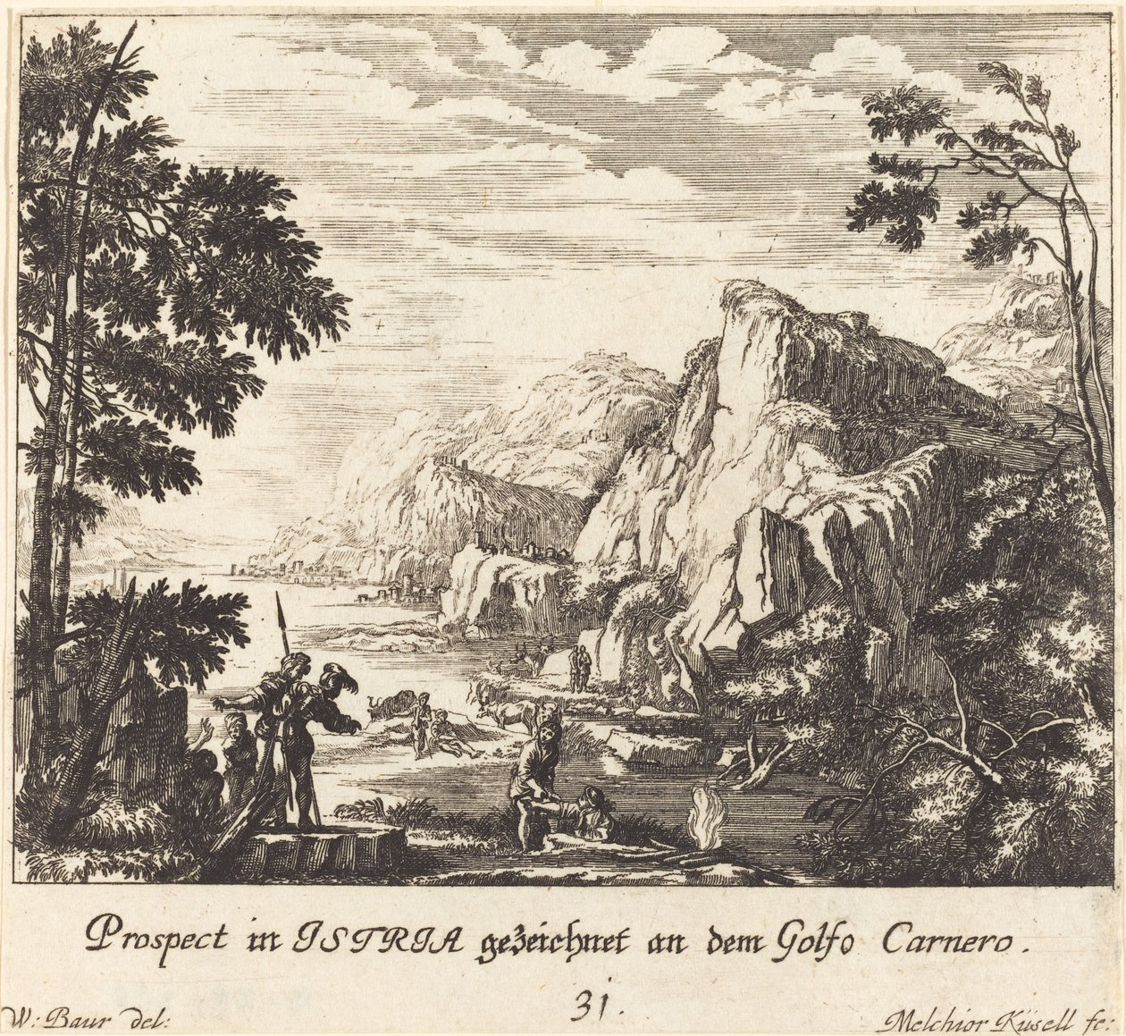 Ístria, Golfo das Ovelhas de Melchior Küsel after Johann Wilhelm Baur