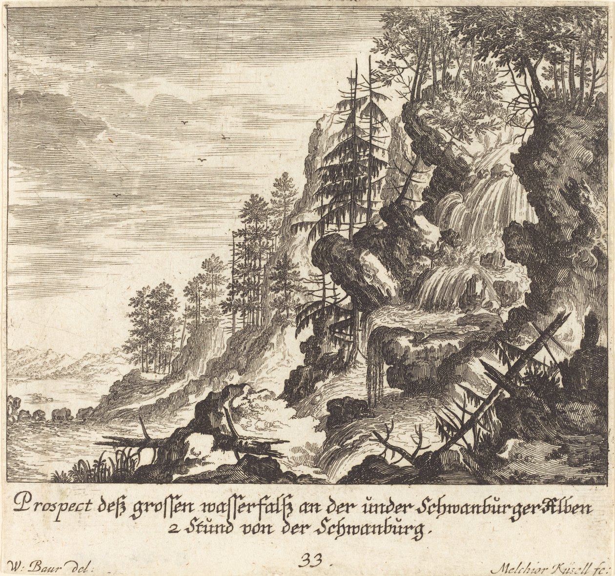 Grande Cachoeira, Schwanburg de Melchior Küsel after Johann Wilhelm Baur
