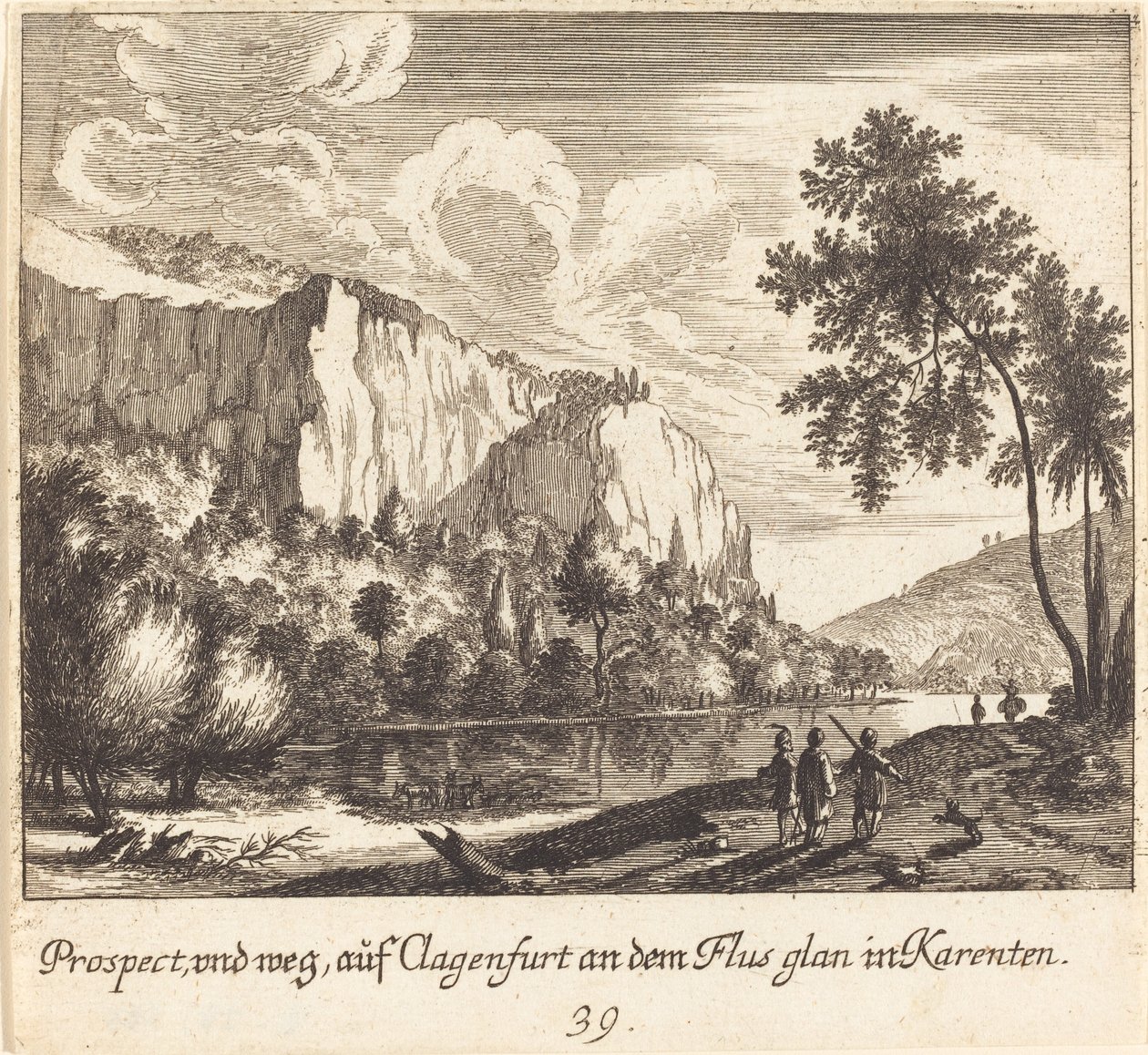 Vista da Montanha, Klagenfurt de Melchior Küsel after Johann Wilhelm Baur