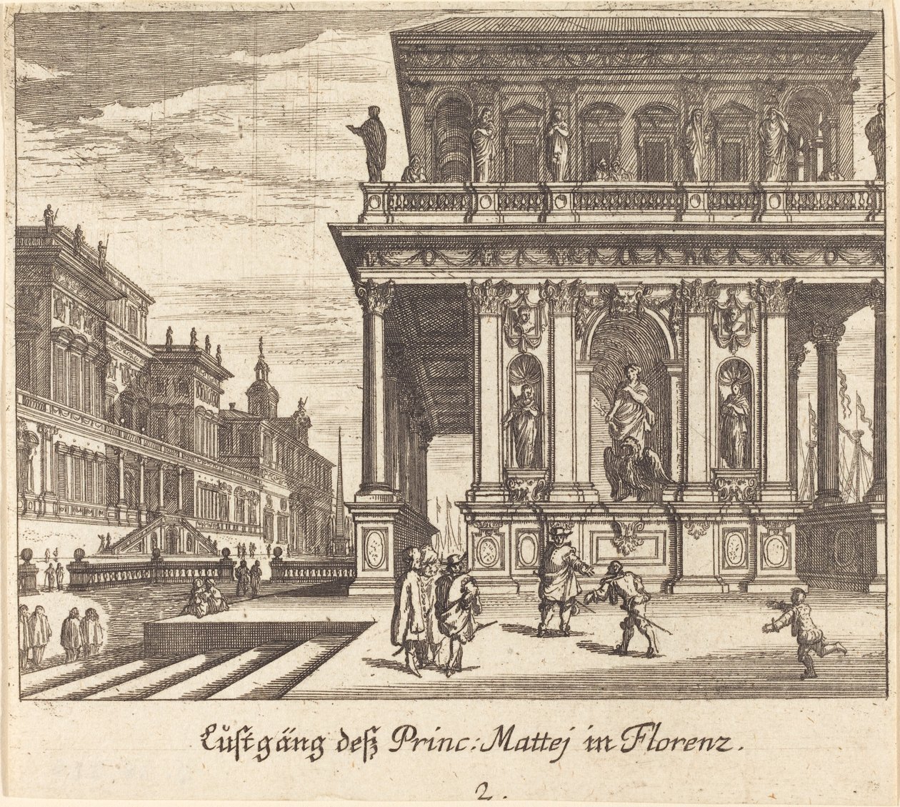 Palácio, Florença de Melchior Küsel after Johann Wilhelm Baur