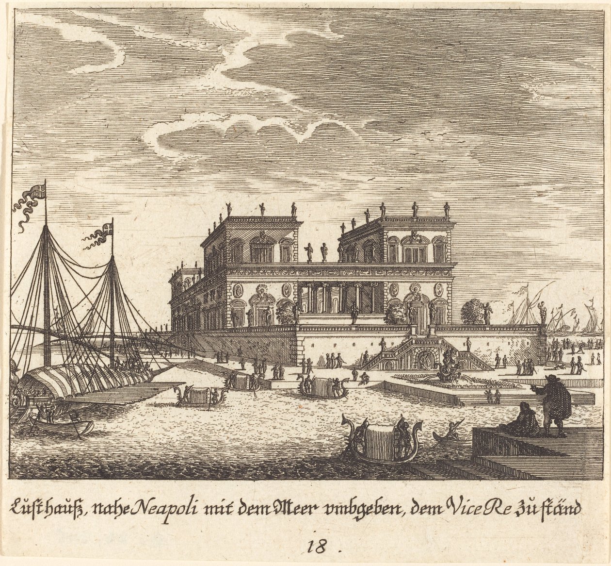 Palácio, Vice Re, Nápoles de Melchior Küsel after Johann Wilhelm Baur