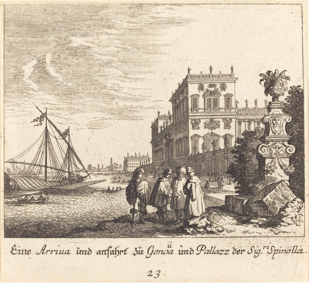 Palácio Spinolla, Génova de Melchior Küsel after Johann Wilhelm Baur
