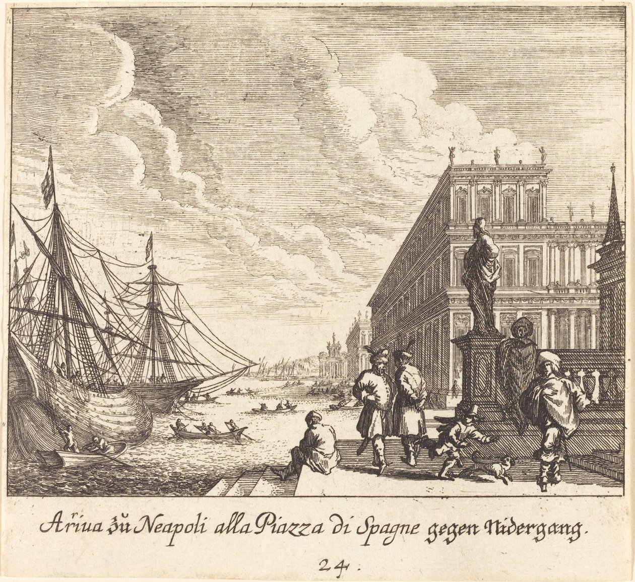 Palazzo di Spagna, Nápoles de Melchior Küsel after Johann Wilhelm Baur