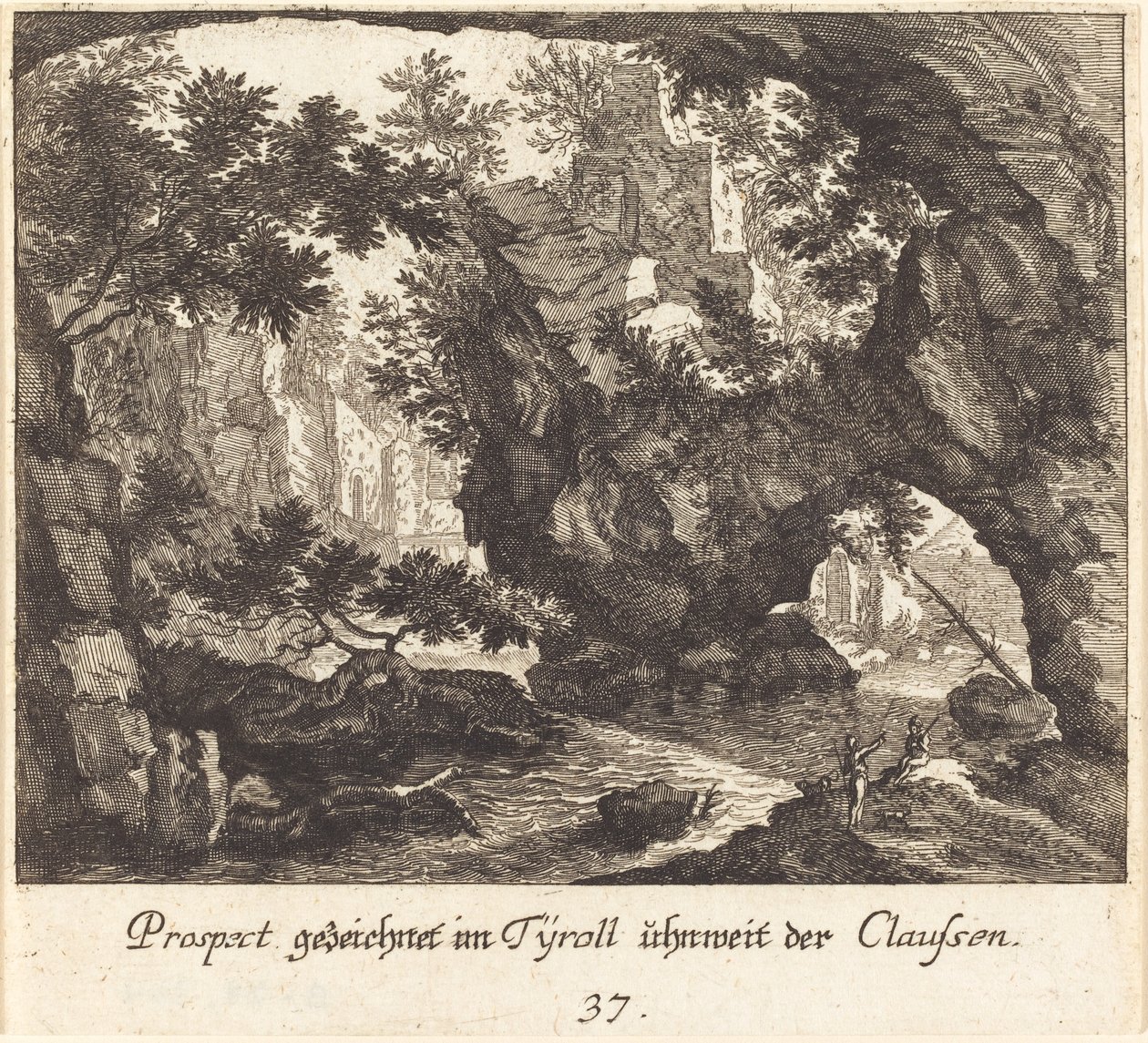 Paisagem tirolesa de Melchior Küsel after Johann Wilhelm Baur