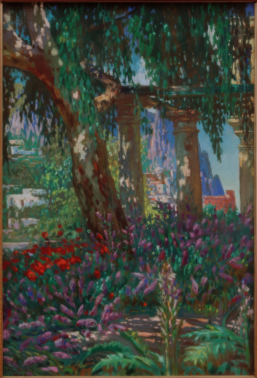 Paisagem em Capri: Vista de uma fila de colunas de Melchior Lechter