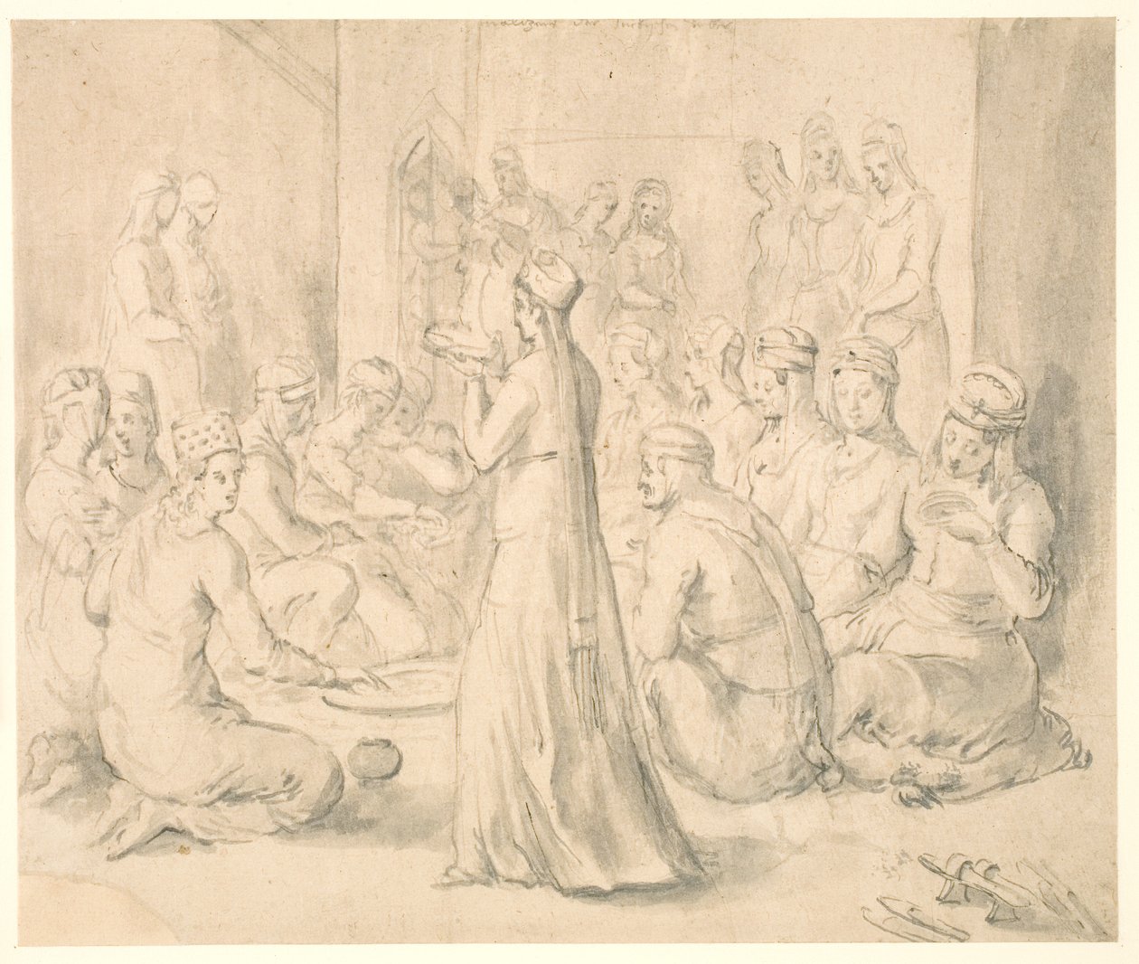 Um grupo de mulheres turcas jantando de Melchior Lorck