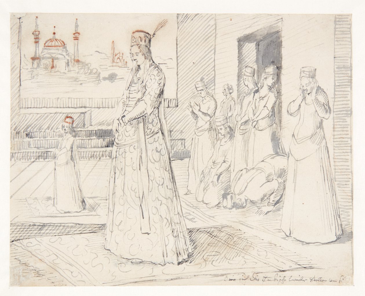Um grupo de mulheres turcas em oração de Melchior Lorck