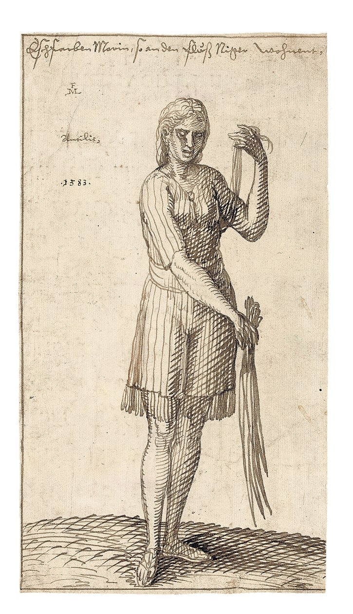 Uma mulher nigeriana segurando juncos, 1583 de Melchior Lorck