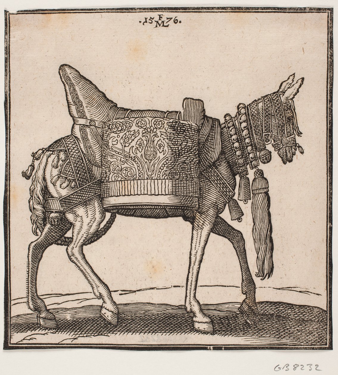Uma mula magnificamente equipada, perfil para h. de Melchior Lorck