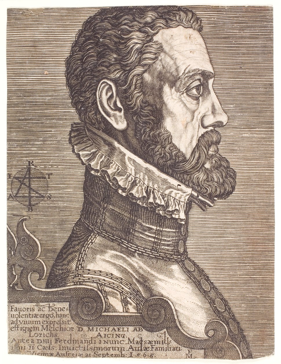 Geógrafo Friherre Michael von Aitzing de Melchior Lorck