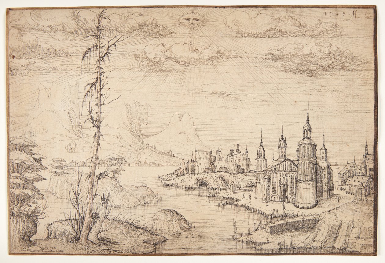 Paisagem com uma cidade de Melchior Lorck