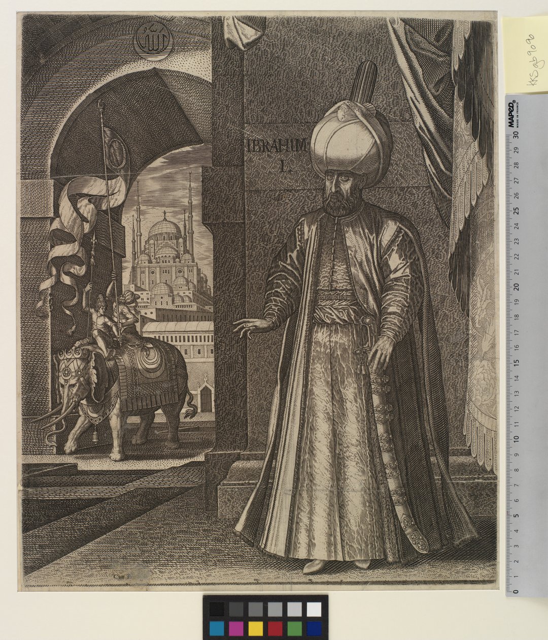 Retrato do Sultão Suleiman, o Magnífico (em pé) de Melchior Lorck