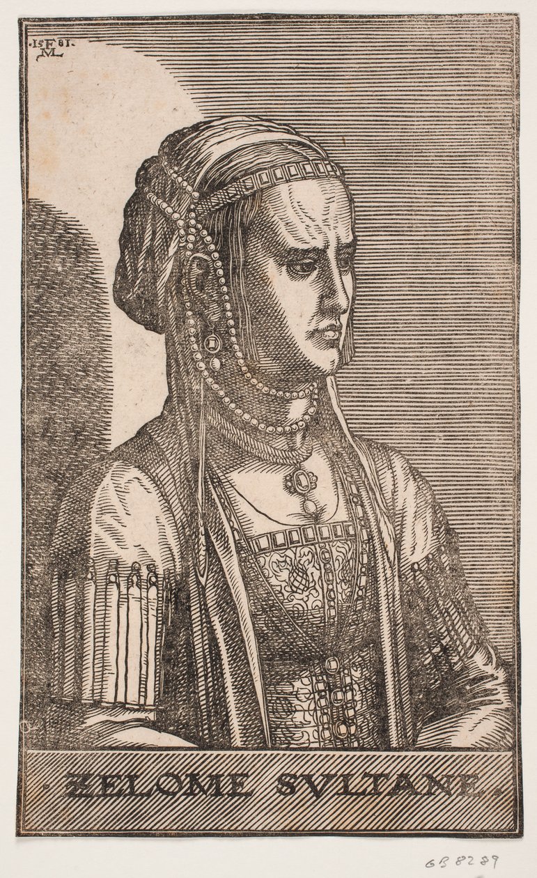 Retrato Sultaninde, meio perfil à r.: SELOME SULTANE de Melchior Lorck