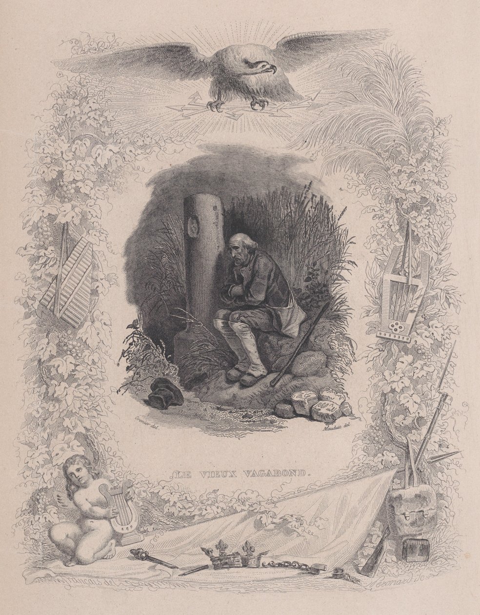 The Old Vagabond, de The Complete Works of Béranger, 1829. de Melchior Peronard