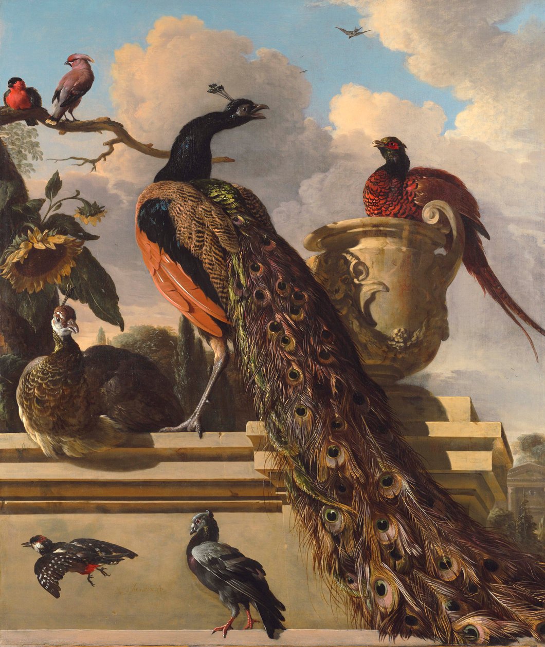 Pássaros no parque de Melchior de Hondecoeter