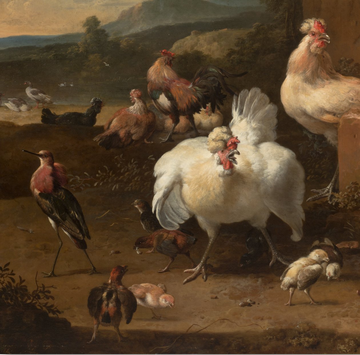 Detalhe do Menagerie, c.1680 de Melchior de Hondecoeter