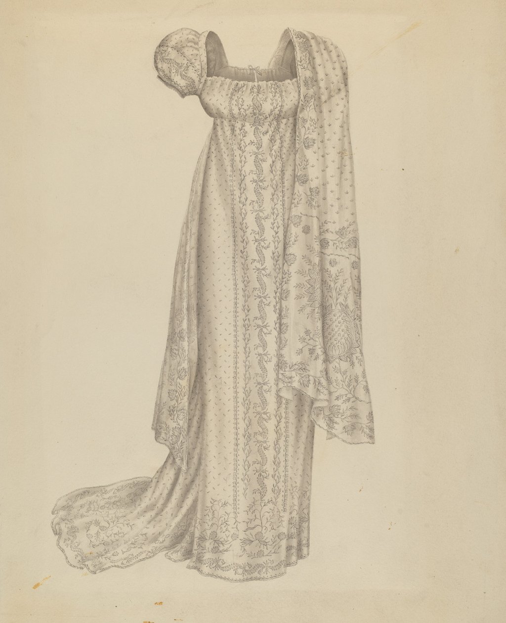 Vestido de noiva com cachecol, c. 1939. de Melita Hofmann