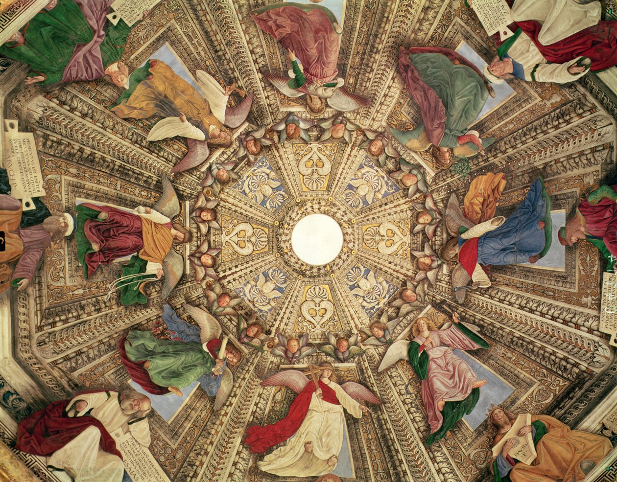 Profetas e Anjos segurando os instrumentos da paixão de Cristo, da cúpula da Sacristia de São Marcos, c.1477 de Melozzo da Forli