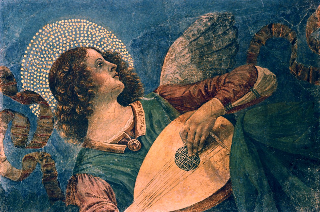 Um anjo tocando alaúde, século XV de Melozzo da Forli