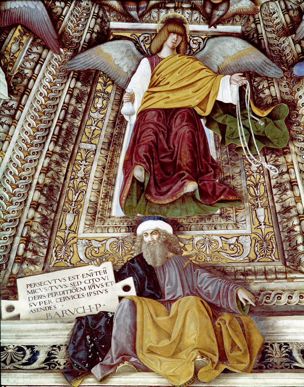 Representação de Baruch (Baruch ben Neria) discípulo de Jeremias e um anjo Fresco de Melozzo da Forli (Melozzo degli Ambrosi) (1438-1494) Cúpula da sacristia de São Marcos (Marco), santuário da Casa Santa, Loreto de Melozzo da Forli