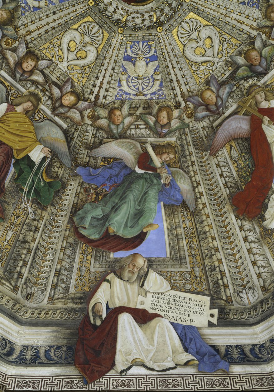 O profeta Isaías e um Anjo, cúpula da sacristia de São Marcos, Santuario della Santa Casa, Loreto de Melozzo da Forli