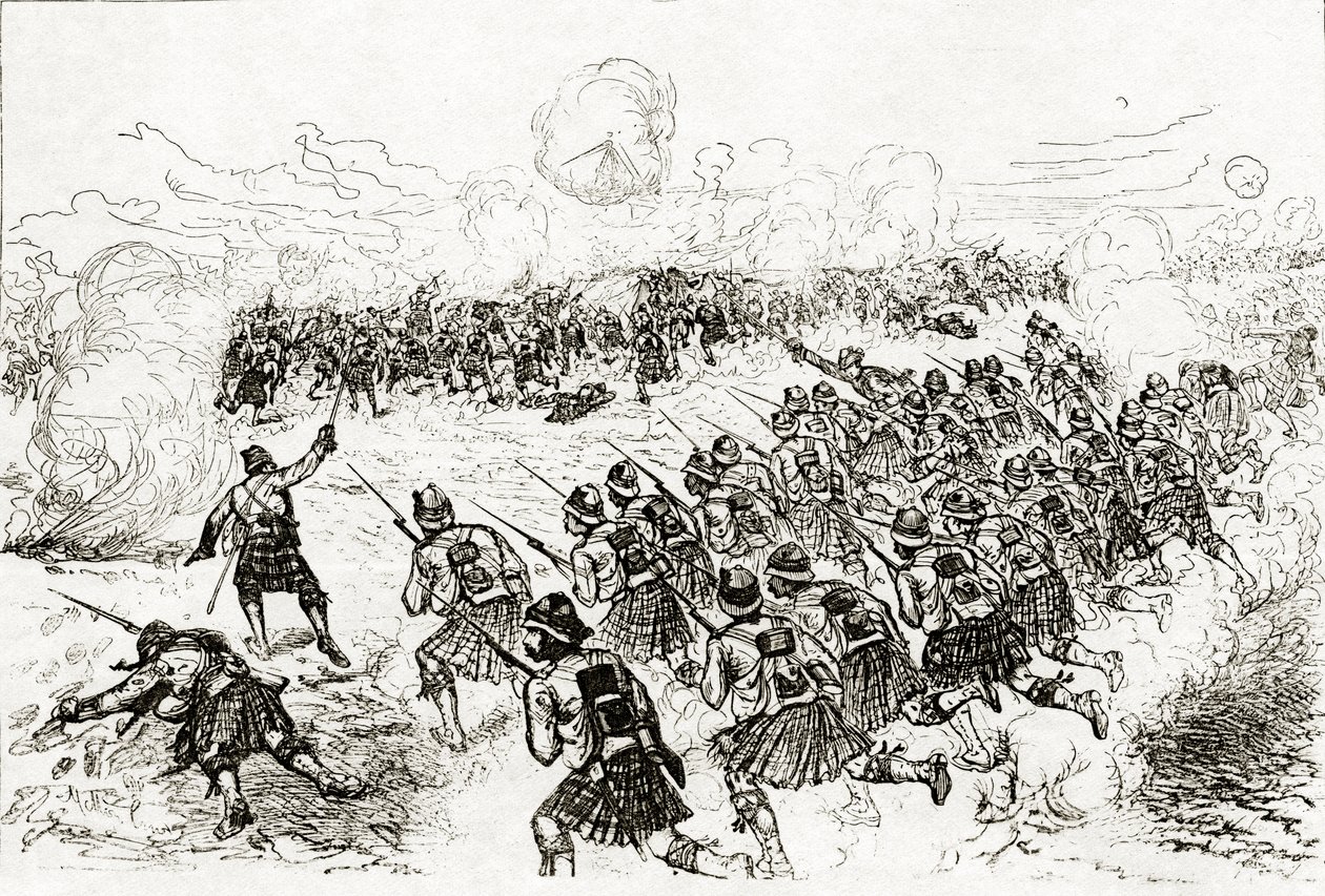 O Relógio Negro cobrando as invasões na Batalha de Tel el-Kebir, publicado no &39;The London Illustrated News&39;, outubro de 1882 de Melton Prior