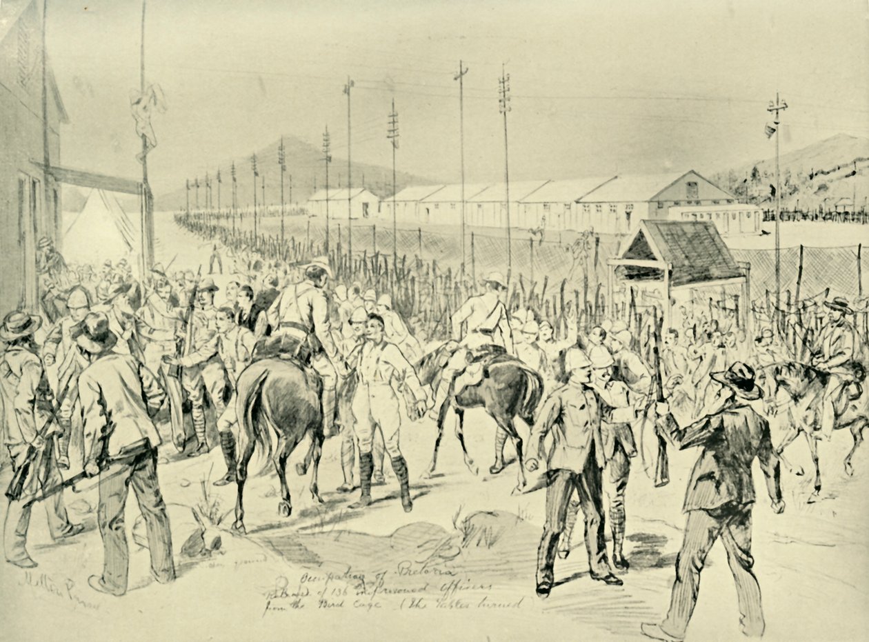 A ocupação de Pretória: Libertação de oficiais britânicos, 1901. de Melton Prior