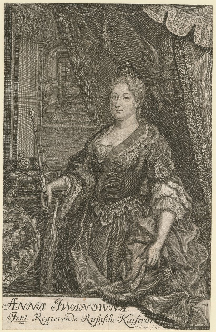 Retrato da Imperatriz Anna Ioannovna 1693-1740, 1733 de Mentzel
