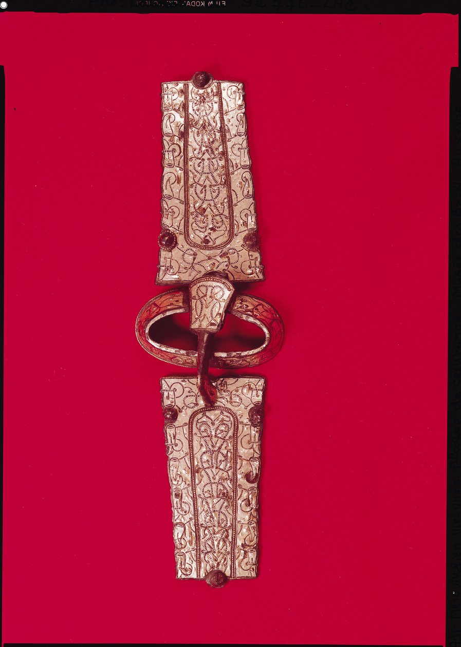 Fivela de cinto, do cemitério de Escolives-Sainte-Camille, Yonne (prata) de Merovingian