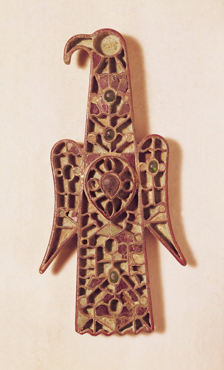 Broche em forma de águia (metal e esmalte) de Merovingian
