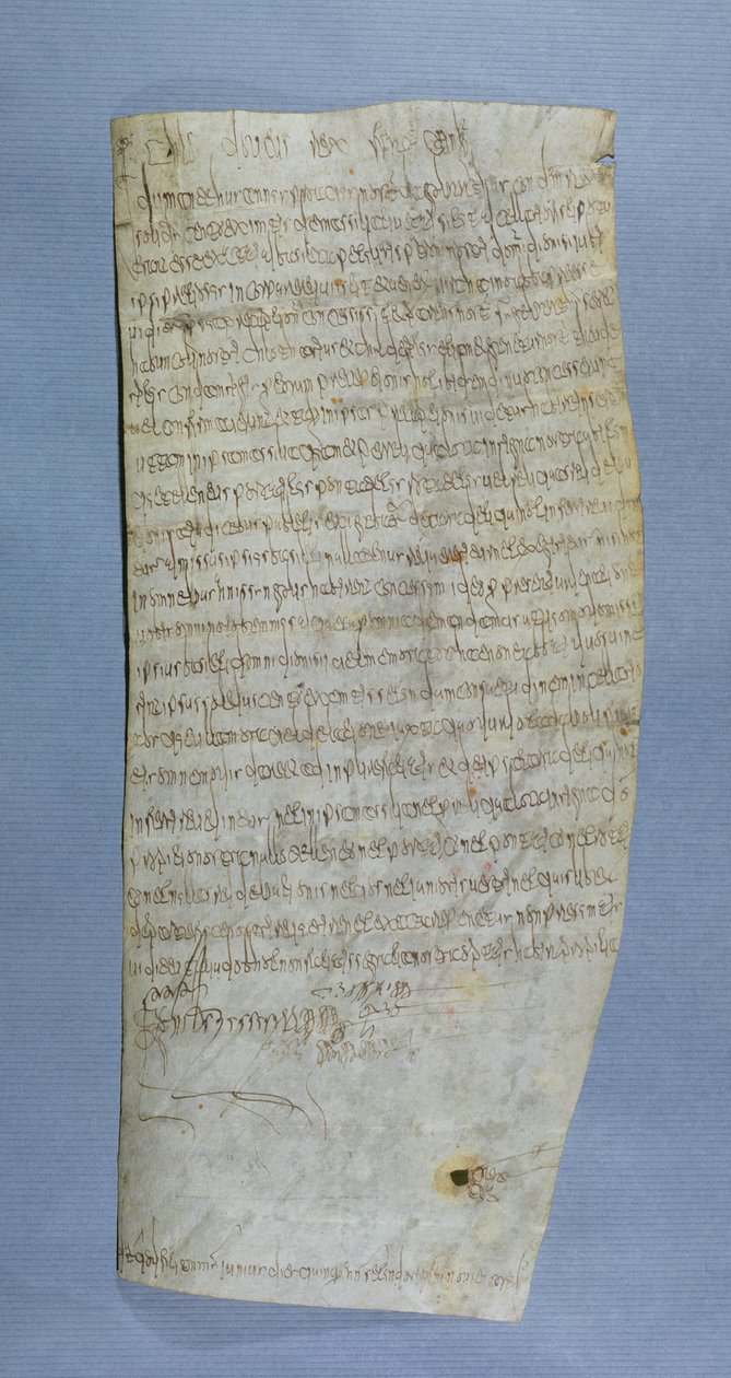 Privilégio de Clóvis III (682-695) concedido à Abadia de Saint-Denis, 691 (caneta e tinta sobre velino) de Merovingian