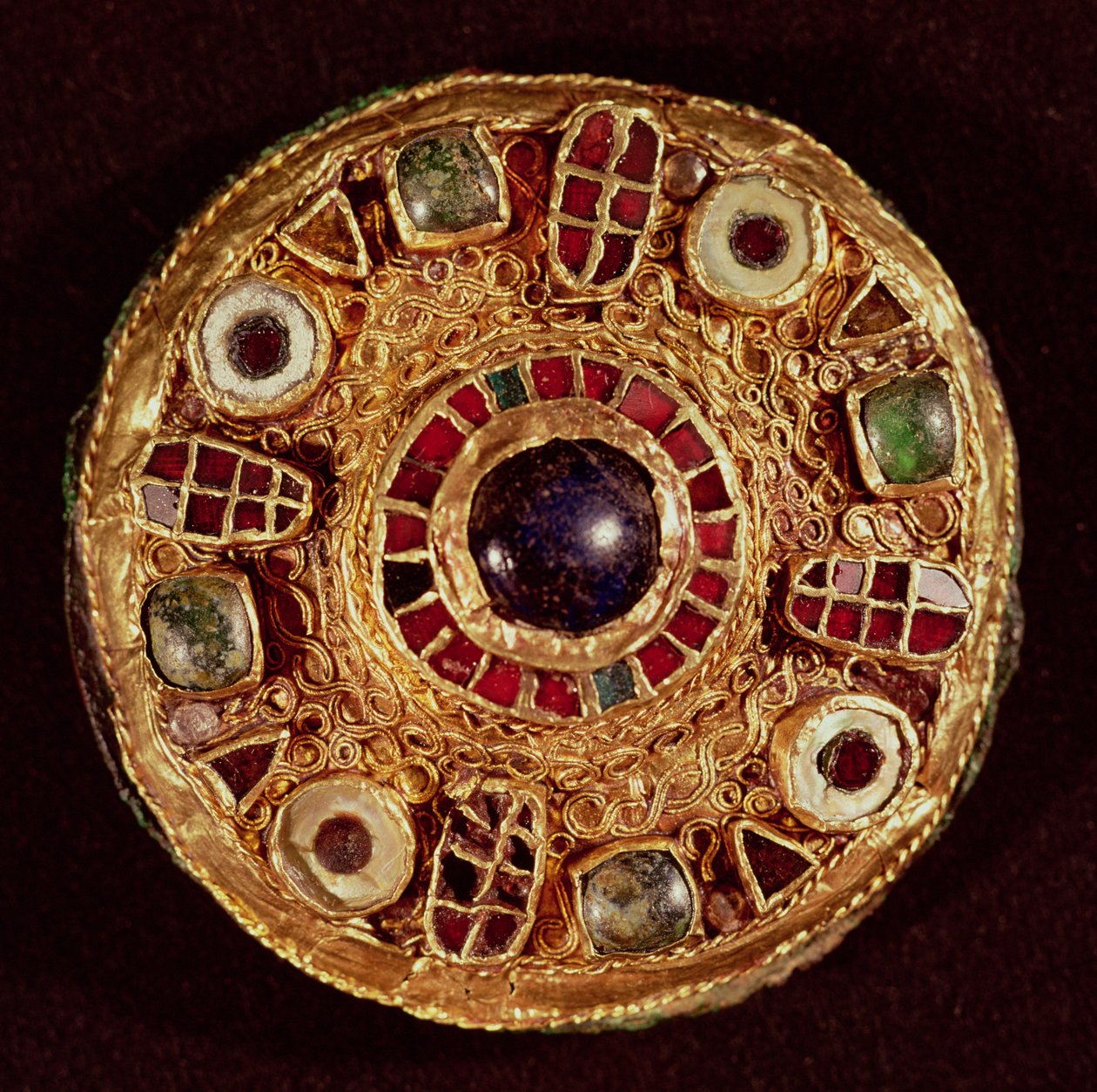 Broche redondo (ouro e cloisonne esmalte) de Merovingian
