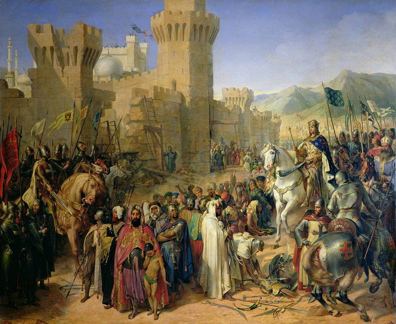 Ptolemais dado a Filipe Augusto (1165-1223) e Ricardo Coração de Leão (1157-99) 13 de julho de 1191 de Merry Joseph Blondel