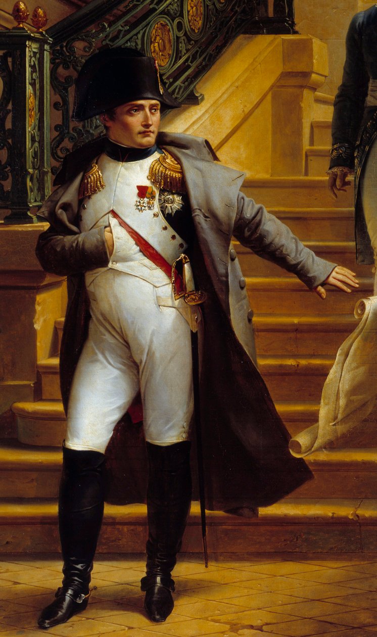 O imperador Napoleão I (1769-1821) visita o Palais-Royal, sede do Tribunato, e recusa os planos dos arquitetos Beaumont e Fontaine em 5/08/1807, detalhe da pintura de Merry Joseph Blondel (1781-1853) 1834 Sun. 2,27x1,63 m Palais Royal, Paris- O de Merry Joseph Blondel