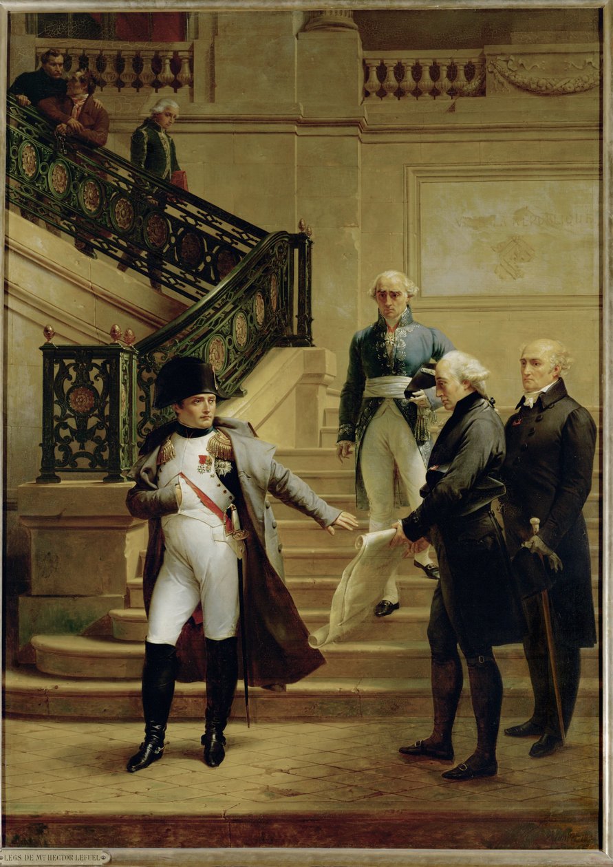 Napoleão nas escadas do Conselho de Estado ... (óleo sobre tela) de Merry Joseph Blondel