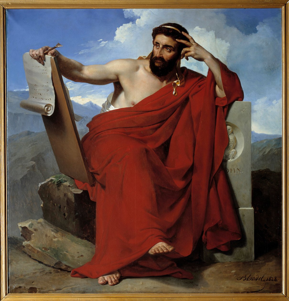 Retrato do Legislador e Poeta Sólon de Atenas (ca. 640-ca. 588 a.C.) Pintura de Merry Joseph Blondel (1781-1853) 1828 Amiens, Musee de Picardie - Retrato do poeta e legislador Sólon de Atenas (ca. 640-c. 588 a.C.). Pintura de Merry Joseph Blondel de Merry Joseph Blondel