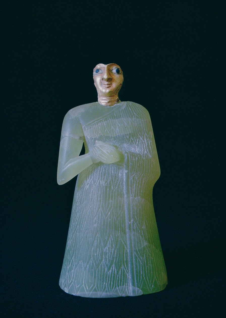 Figura feminina, de Nippur, c.2700 aC (gesso e ouro) de Mesopotamian