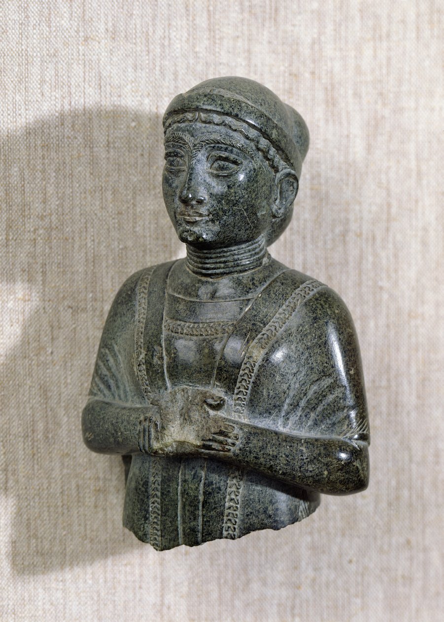 Princesa da família Gudea, &39;A Mulher com o Xaile&39;, de Telloh (antiga Girsu) c.2130-2150 aC (esteatita) de Mesopotamian