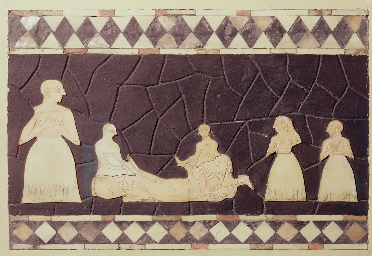 Cena sacrificial (mosaico) de Mesopotamian