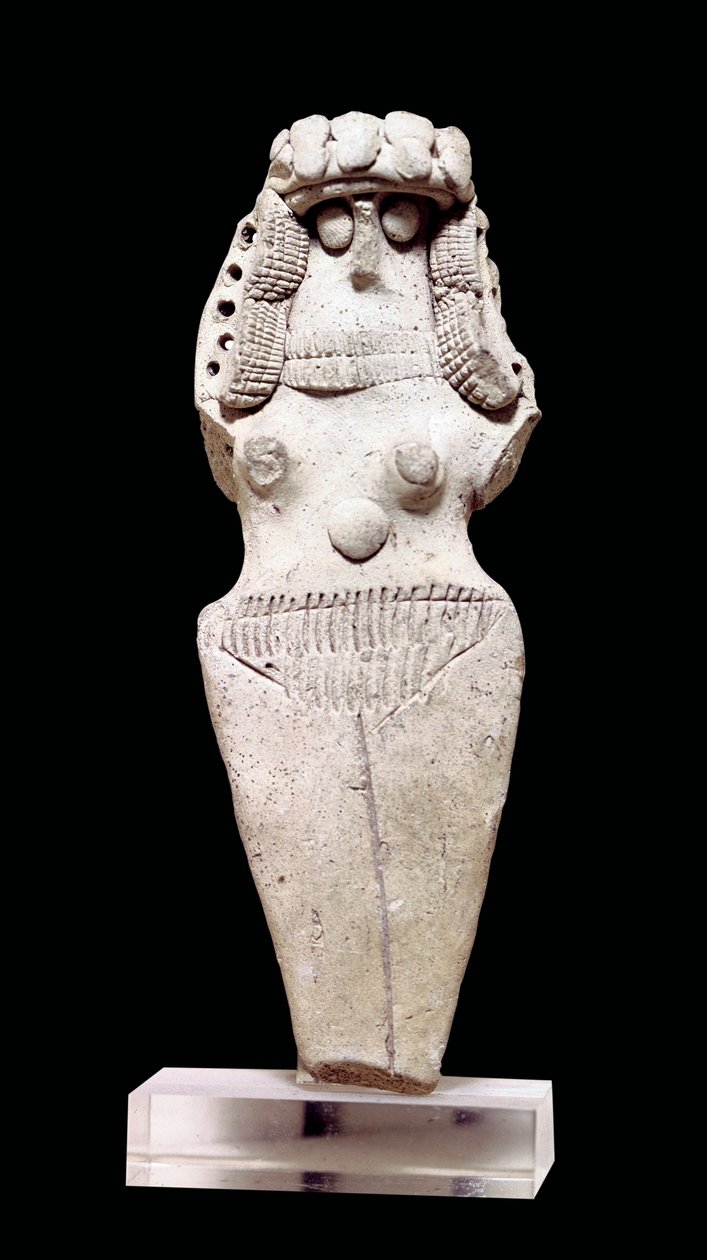 Arte mesopotâmica: Mulher nua. Terracota, 2º milénio a.C. (cerca de 2000 a.C.). De Tell Asmar (Esnunna na Mesopotâmia). Dim: 0,106x0,045x0,018m. Paris, Museu do Louvre de Mesopotamian